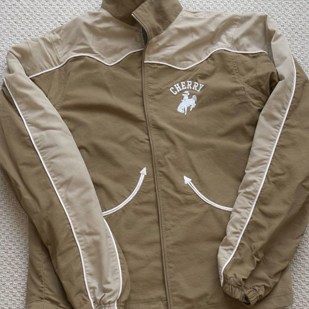 Cherry La Western Track Jacket Khaki Tan Contrast